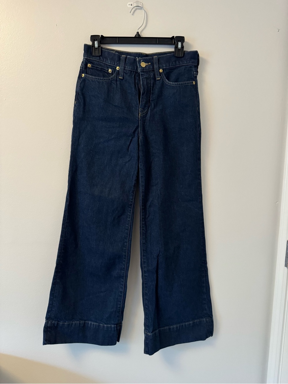 J Crew 96 Denim Trousers Wide Leg Jeans for Women in Dark Blue 26 PETITE